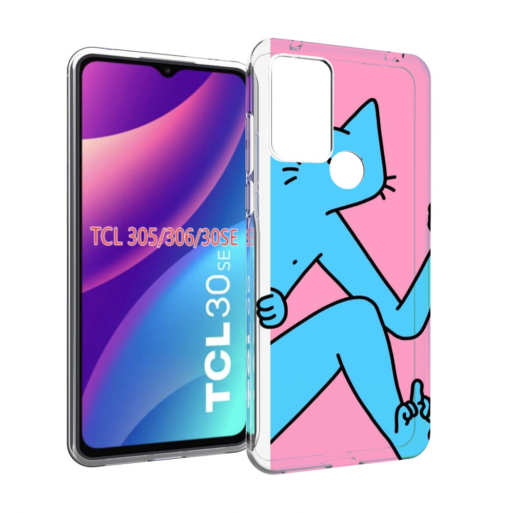 

Чехол MyPads голубой кот в дверце для TCL 30SE/305/306/30E, Tocco