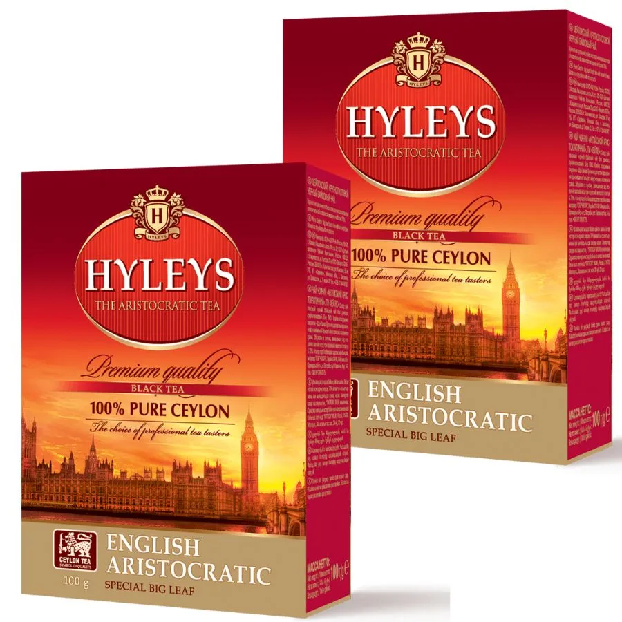 

Чай HYLEYS Английский аристократический особо крупнолистовой, 100 г х 2 шт, черный