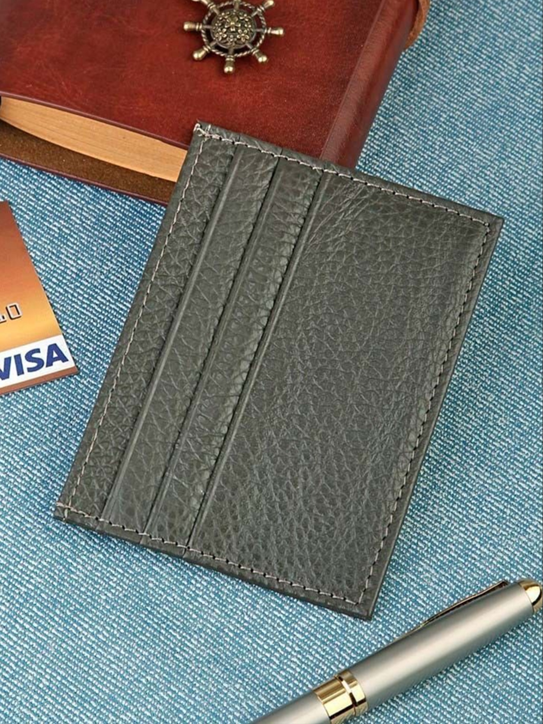 

Визитница мужская NoBrand 387 серая, Серый, 387