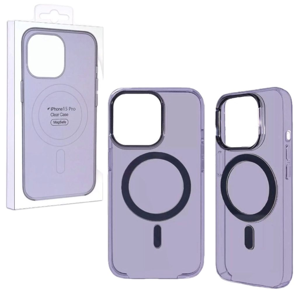 

Чехол iPhone 15 Pro Clear Case MagSafe фиолетовый, прозрачный, Прозрачный;фиолетовый, iPhone 15 Pro