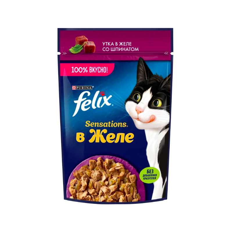 

Влажный корм для кошек Felix с уткой в желе, 75г