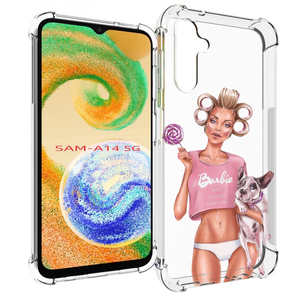 

Чехол MyPads Барби-с-собачкой женский для Samsung Galaxy A14 5G, Прозрачный, Tocco