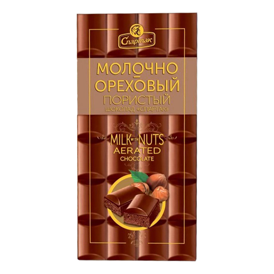 Шоколад Спартак молочно-ореховый пористый 70 г