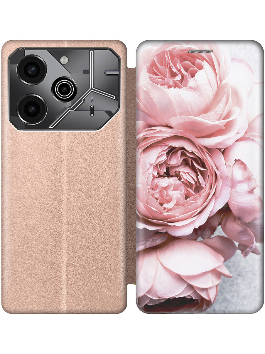 

Чехол-книжка на Tecno Pova 6 Pro с принтом "Нежность" золотой, Золотистый;белый;зеленый;розовый, 781971021