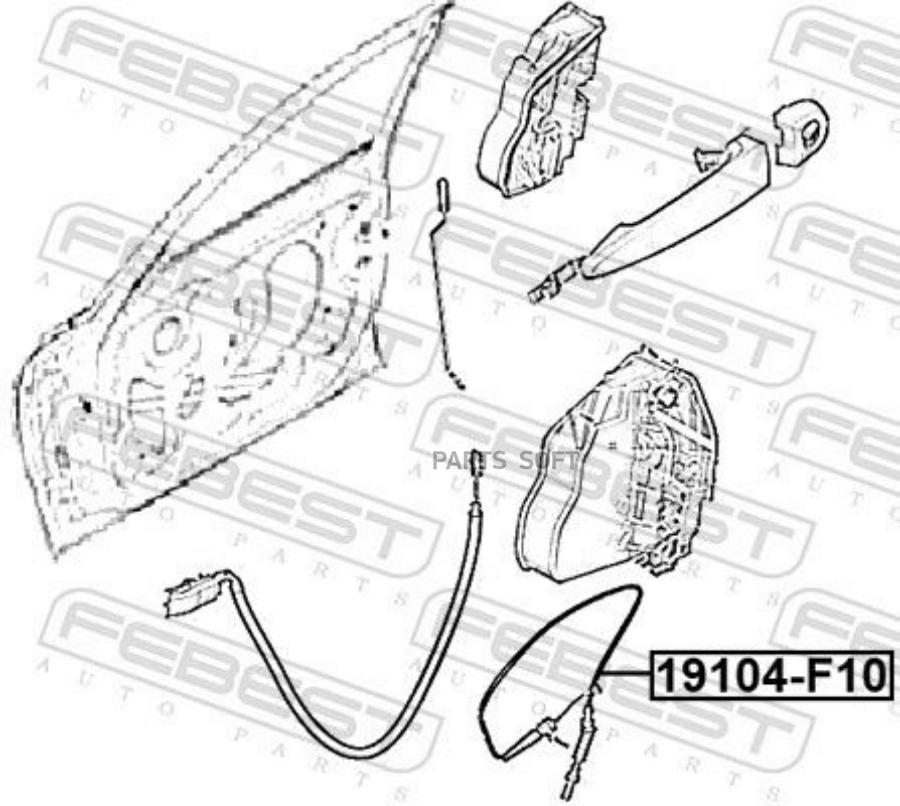 Трос Внешней Ручки Замка Двери FEBEST 19104f10