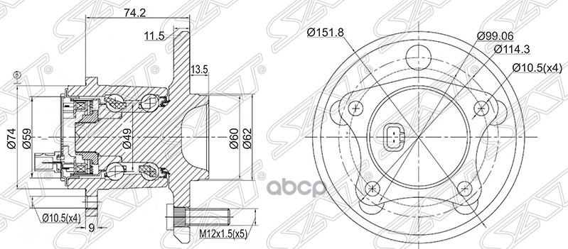 

Ступичный Узел Зад/Прав Toyota Windom Mcv30/Camry Acv40 Sat арт. ST-42450-06040