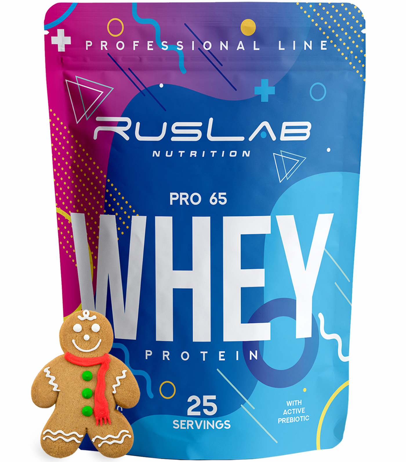 Сывороточный протеин RusLabNutrition Whey Pro 65 800гр вкус имбирный пряник