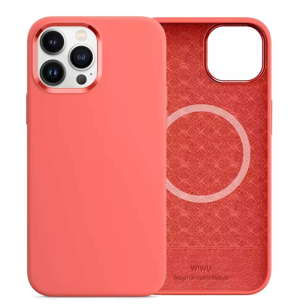 Чехол для телефона Wiwu Magnetic Silicone Phone Case for iPhone 13 Pro61 Pink Pomelo 1100₽