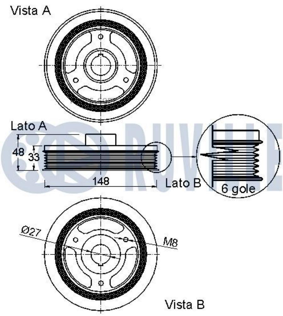 Шкив Коленвала Toyota: Corolla 06-18 Ruville арт. 520321