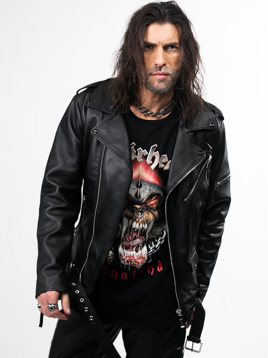 Кожаная куртка мужская RockMerch FR1277 черная M 27900₽