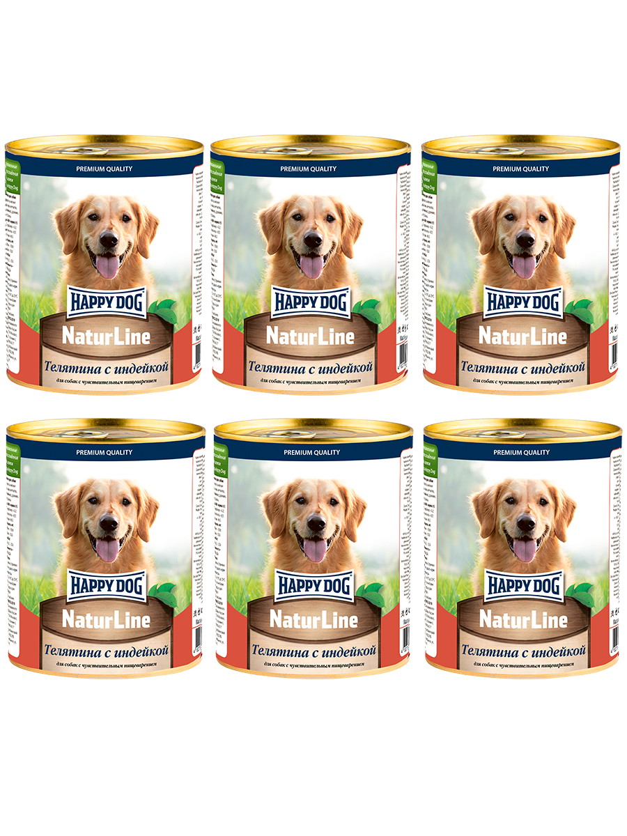 

Консервы для собак Happy Dog Телятина с индейкой 6 шт по 970 г