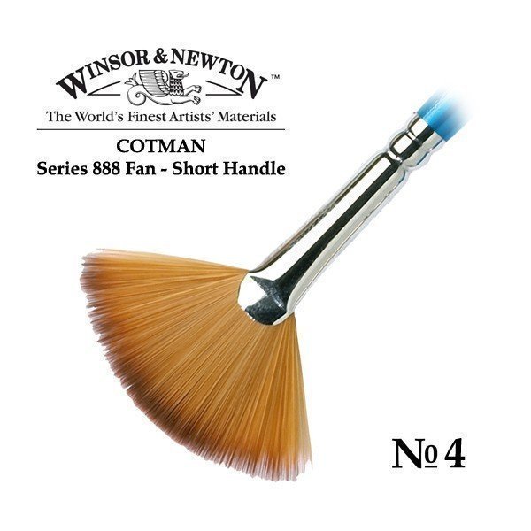 фото Кисть winsor&newton cotman 888, синтетика, веерная №4, короткая ручка, wn5388004