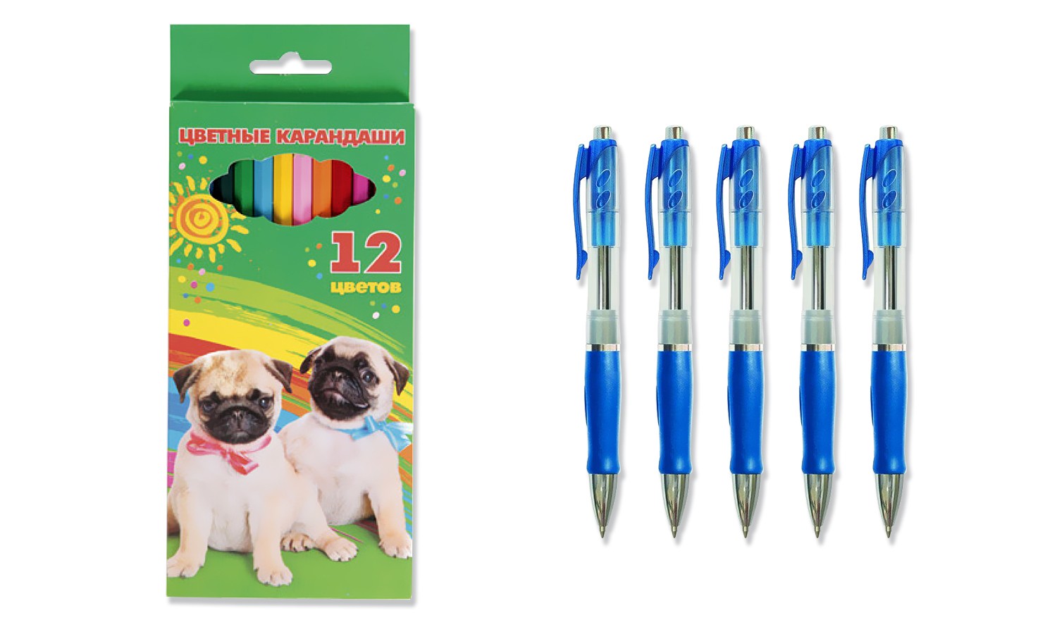 фото Набор для рисования hatber-цветные карандаши 12цв-ручки шариковые 5шт.