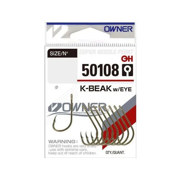 

Крючок Owner K-Beak w/eye gold №2 9 шт 50108-02, Золотистый, K-Beak w/eye gold