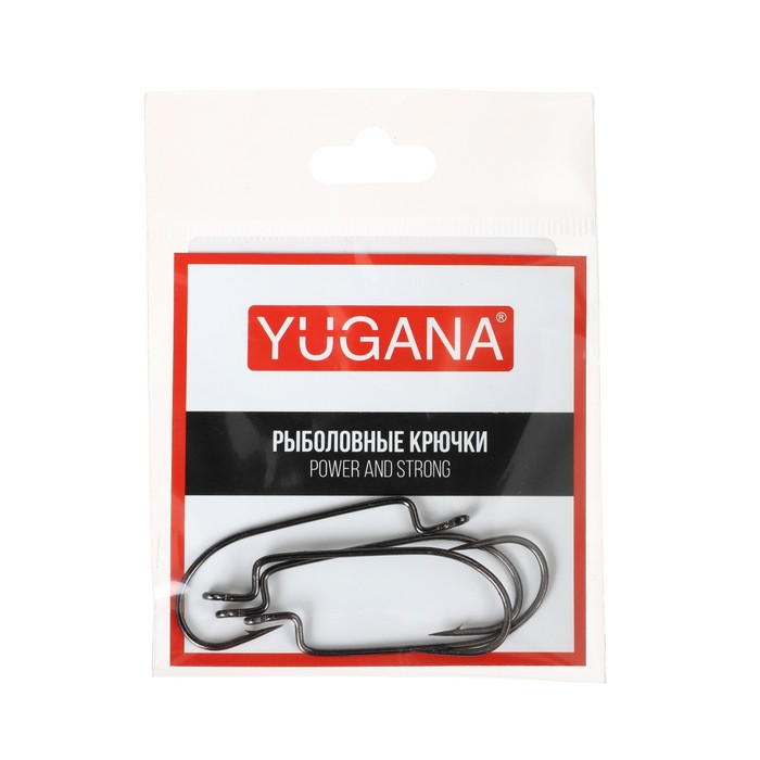Крючки офсетные YUGANA O'shaughnessy worm № 2/0, 4 шт в упак.