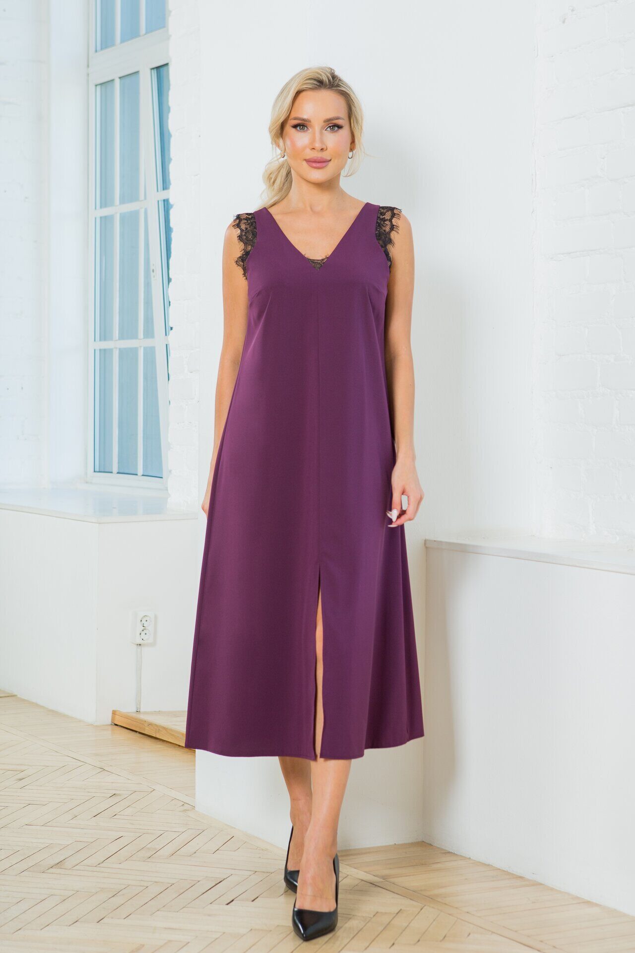 

Платье женское AJ&UR АП-2457 фиолетовое 52 RU, Фиолетовый, АП-2457