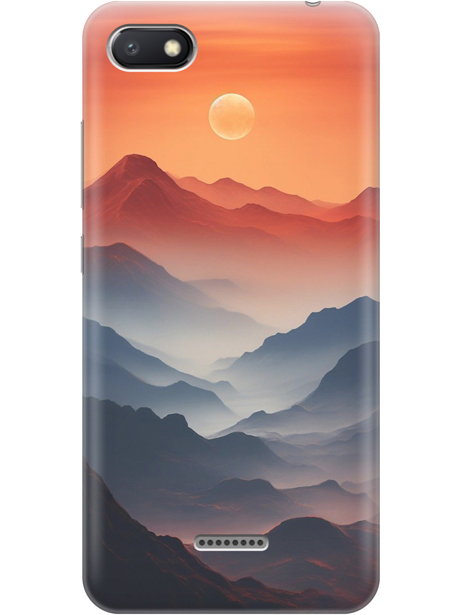

Силиконовый чехол на Xiaomi Redmi 6A с принтом "Луна над горами", Прозрачный;оранжевый;черный, 718587110
