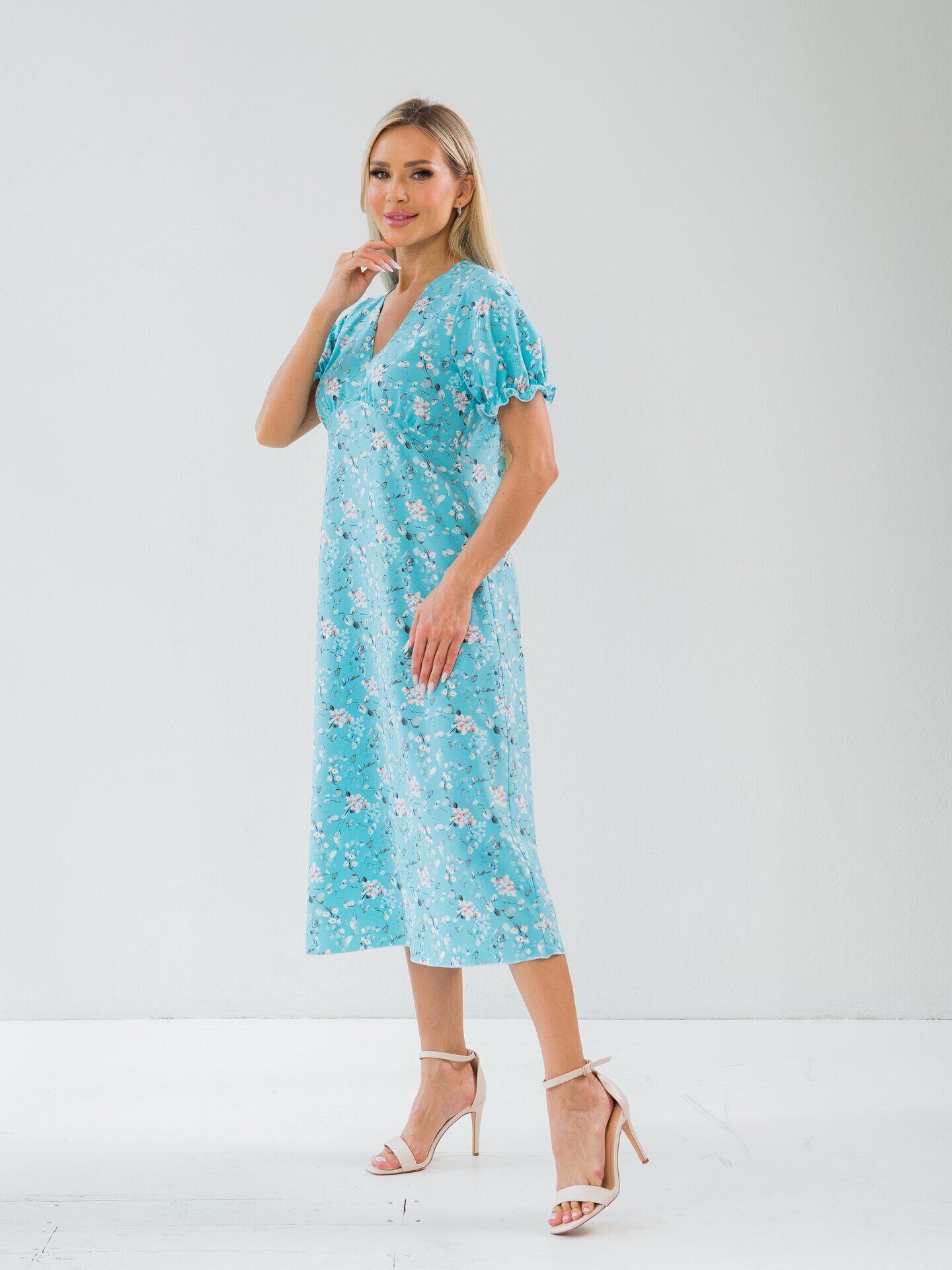 

Платье женское AJ&UR АП-2460 голубое 48 RU, Голубой, АП-2460