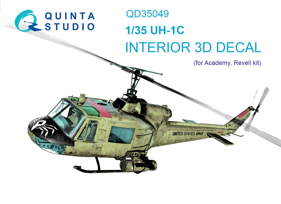 

QD35049 3D Декаль интерьера кабины UH-1C Academy, Однотонный