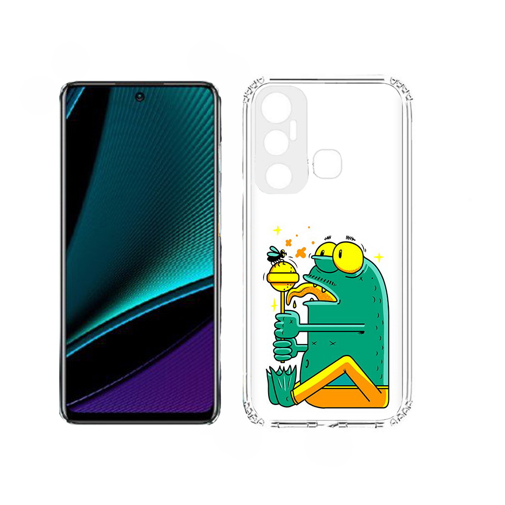 

Чехол MyPads Зеленая лягушка с чупа чупсом для Infinix Hot 11, Прозрачный, Tocco
