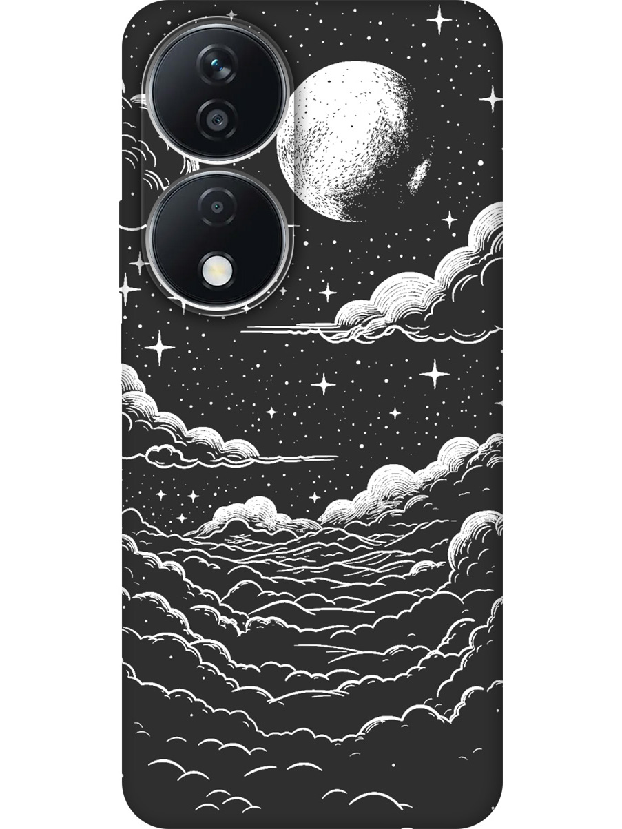 

Силиконовый чехол на Honor X7b с принтом "Луна и облака" матовый черный, Черный;белый, 781972141