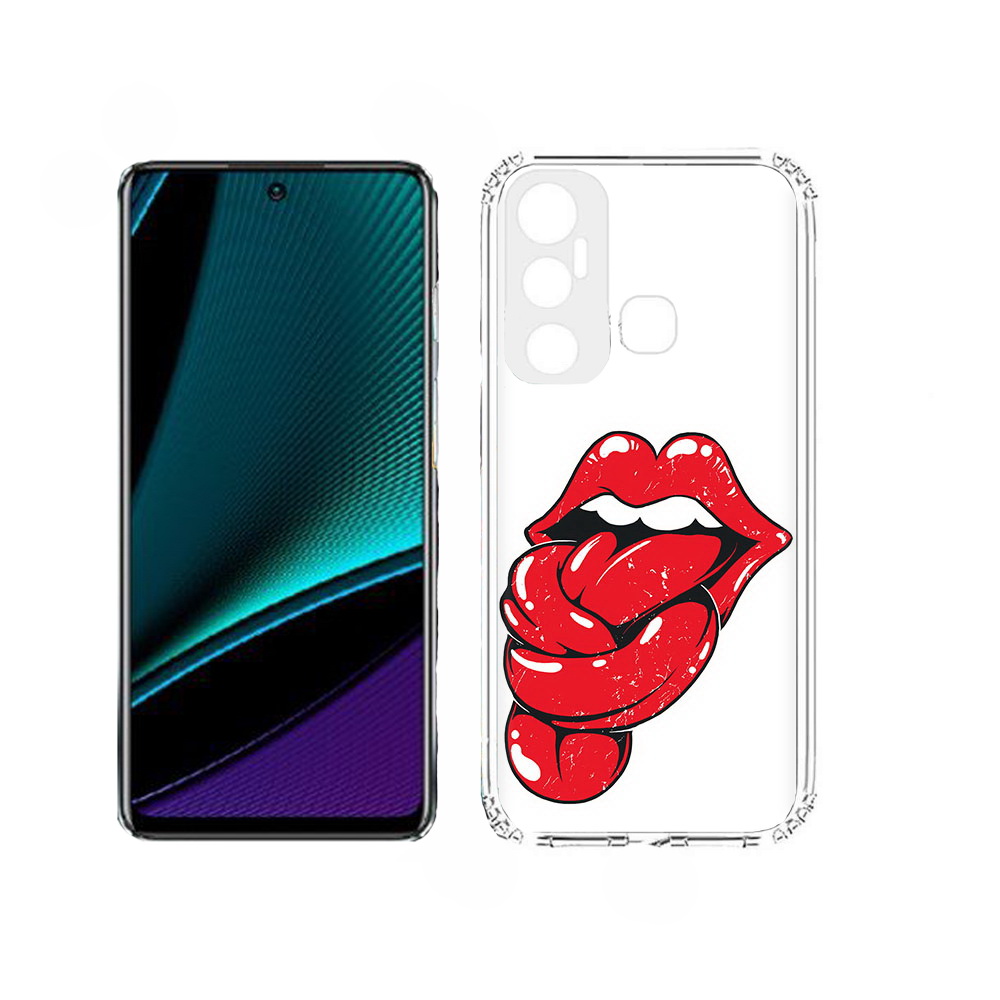 

Чехол MyPads яркие губы с языком для Infinix Hot 11, Прозрачный, Tocco