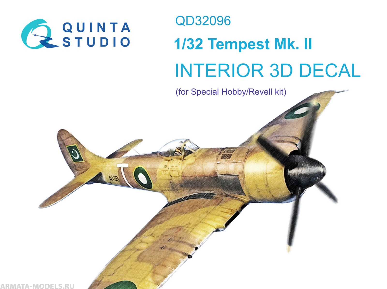 фото Qd32096 3d декаль интерьера кабины tempest mk.ii special hobby/revell quinta studio