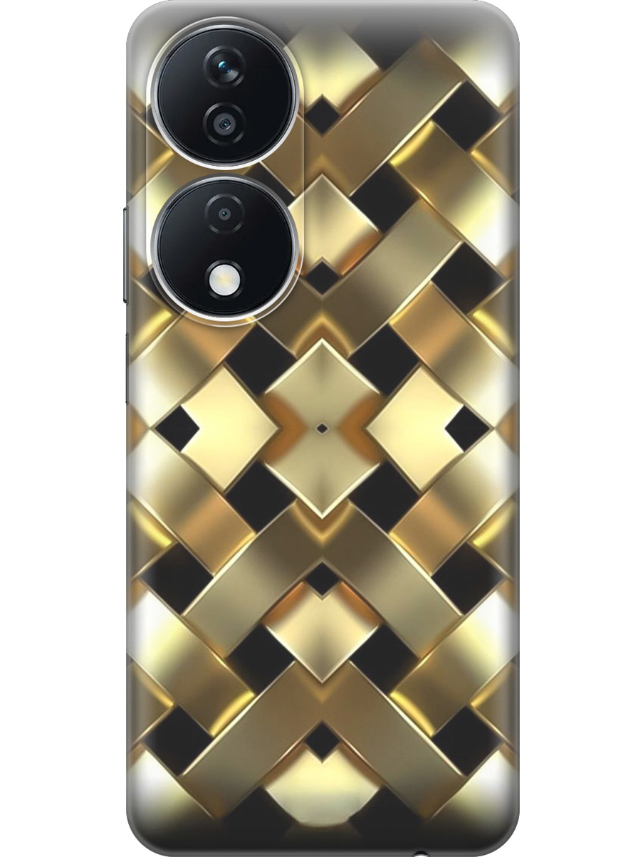 

Силиконовый чехол на Honor X7b с принтом "Плетение золота", Прозрачный;золотистый;черный, 781972131