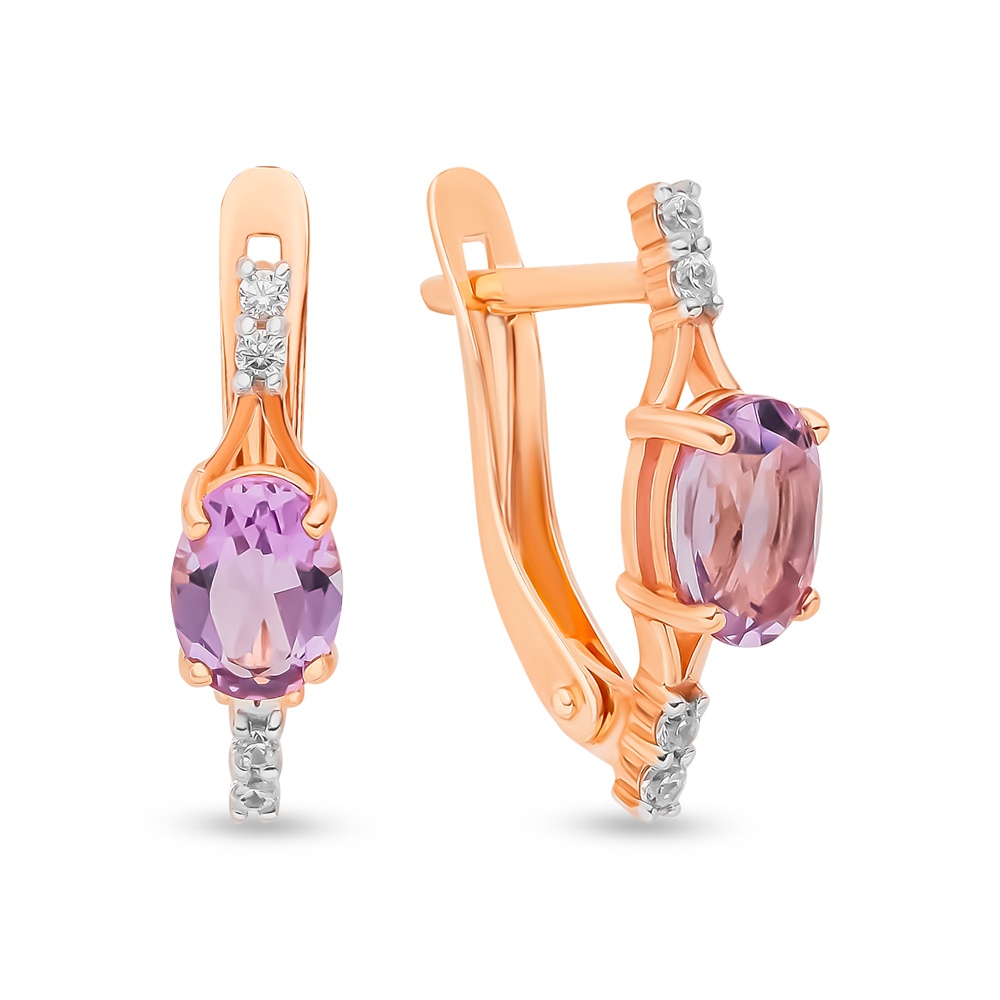 

Серьги из красного золота с аметистом, фианитом 585Gold 202008145, 202008145