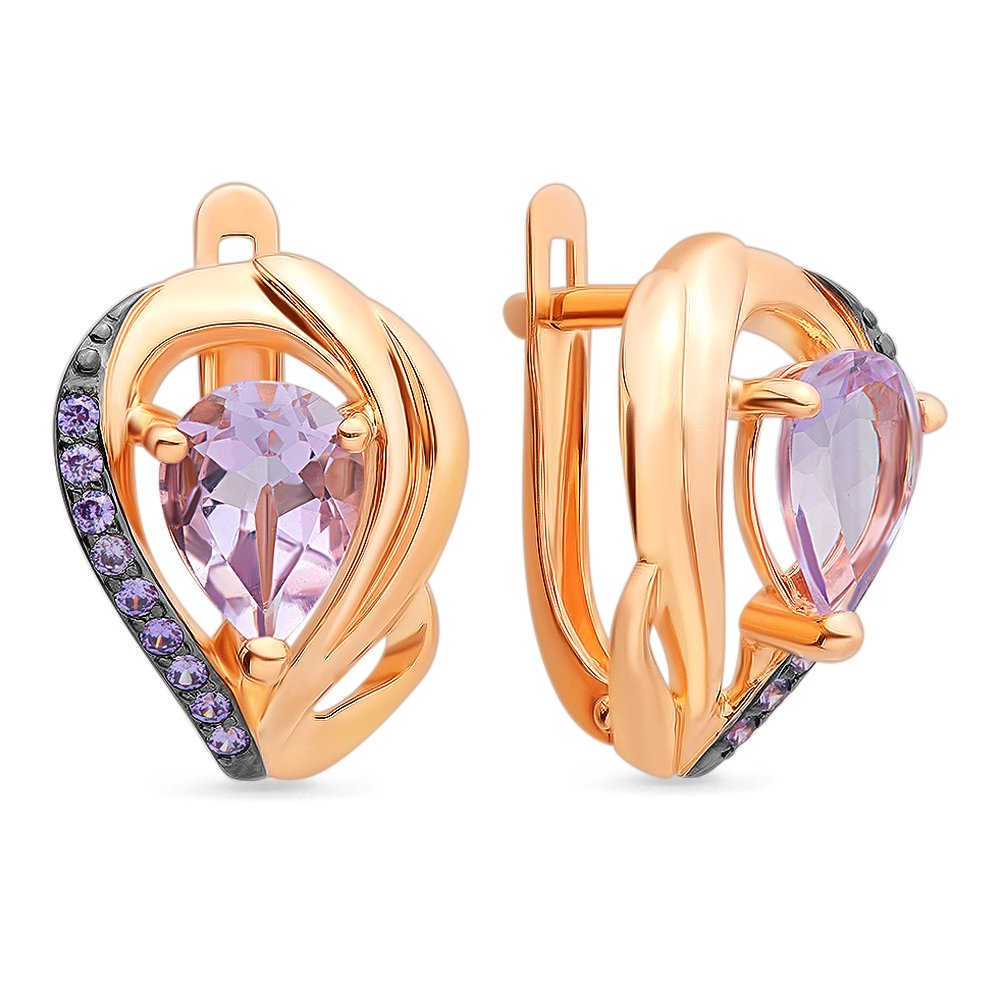 

Серьги из красного золота с аметистом, фианитом 585Gold 202007474, 202007474