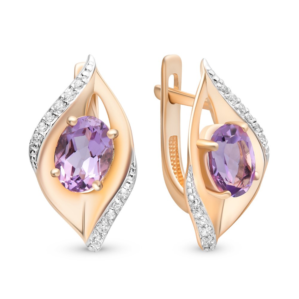 

Серьги из красного золота с аметистом, фианитом 585Gold 202007468, 202007468