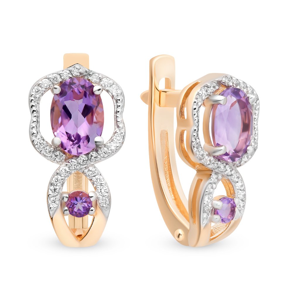 

Серьги из красного золота с аметистом, фианитом 585Gold 202007406, 202007406