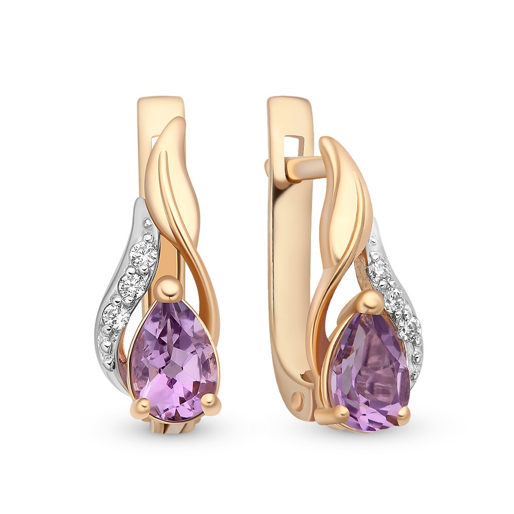 

Серьги из красного золота с аметистом, фианитом 585Gold 202007397, 202007397
