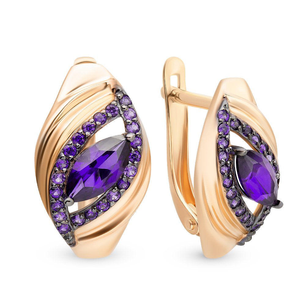 

Серьги из красного золота с аметистом, фианитом 585Gold 202007392, 202007392