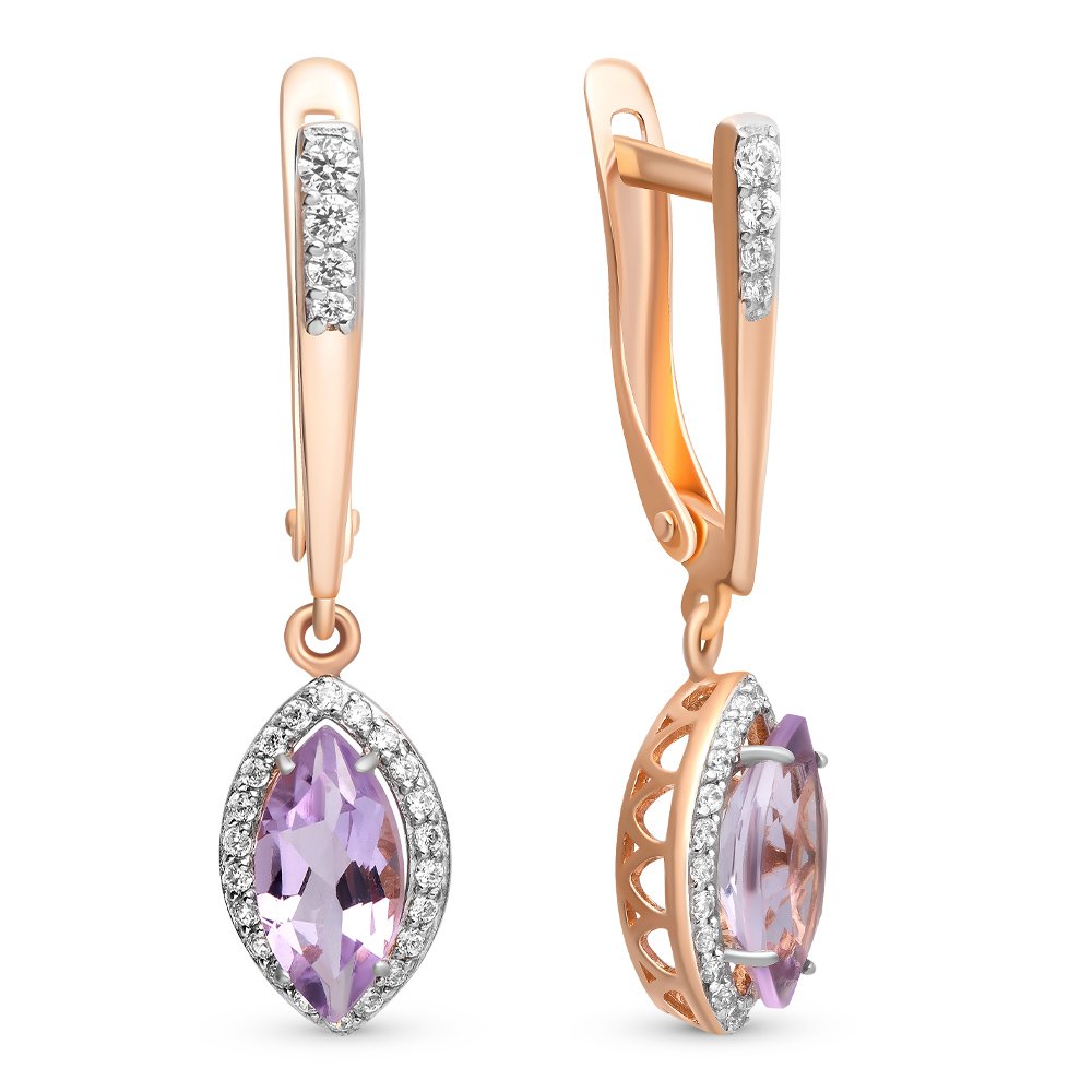 

Серьги из красного золота с аметистом, фианитом 585Gold 202007364, 202007364