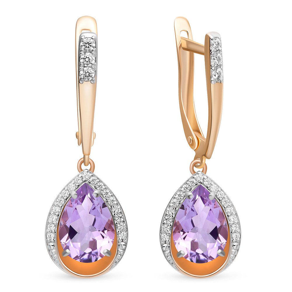 

Серьги из красного золота с аметистом, фианитом 585Gold 202007363, 202007363