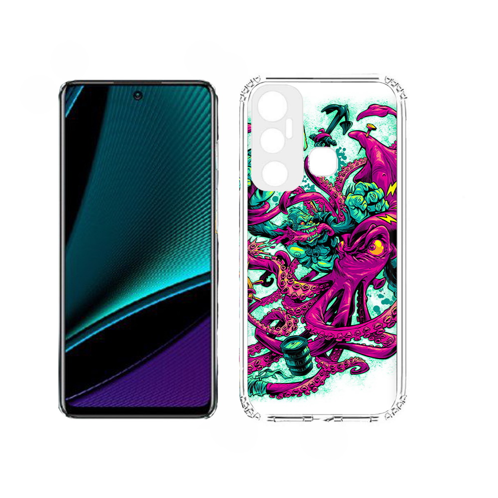 

Чехол MyPads фиолетовый кракен для Infinix Hot 11, Прозрачный, Tocco