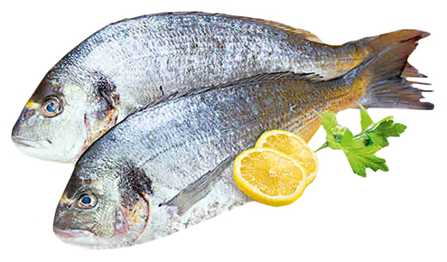 

Дорада с головой непотрошеная тушка охлажденная +-350 г