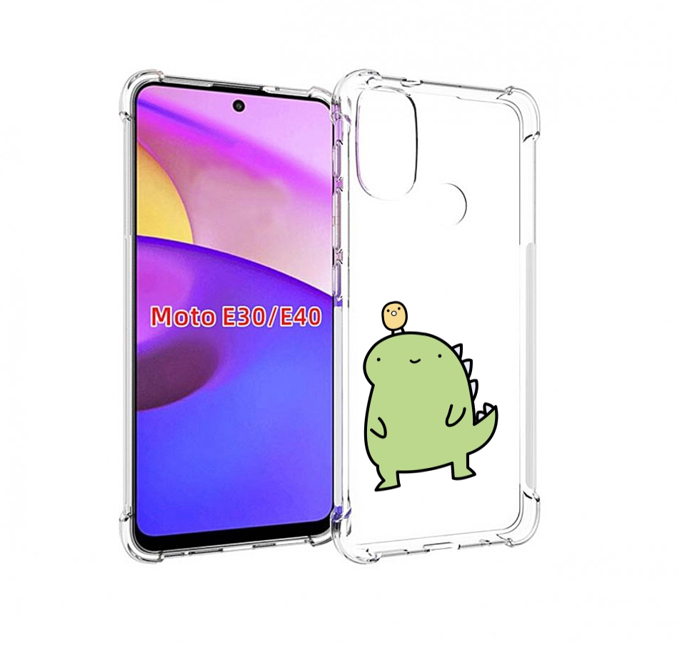 

Чехол бампер MyPads зеленый-динозаврик детский для Motorola Moto, Прозрачный, Tocco