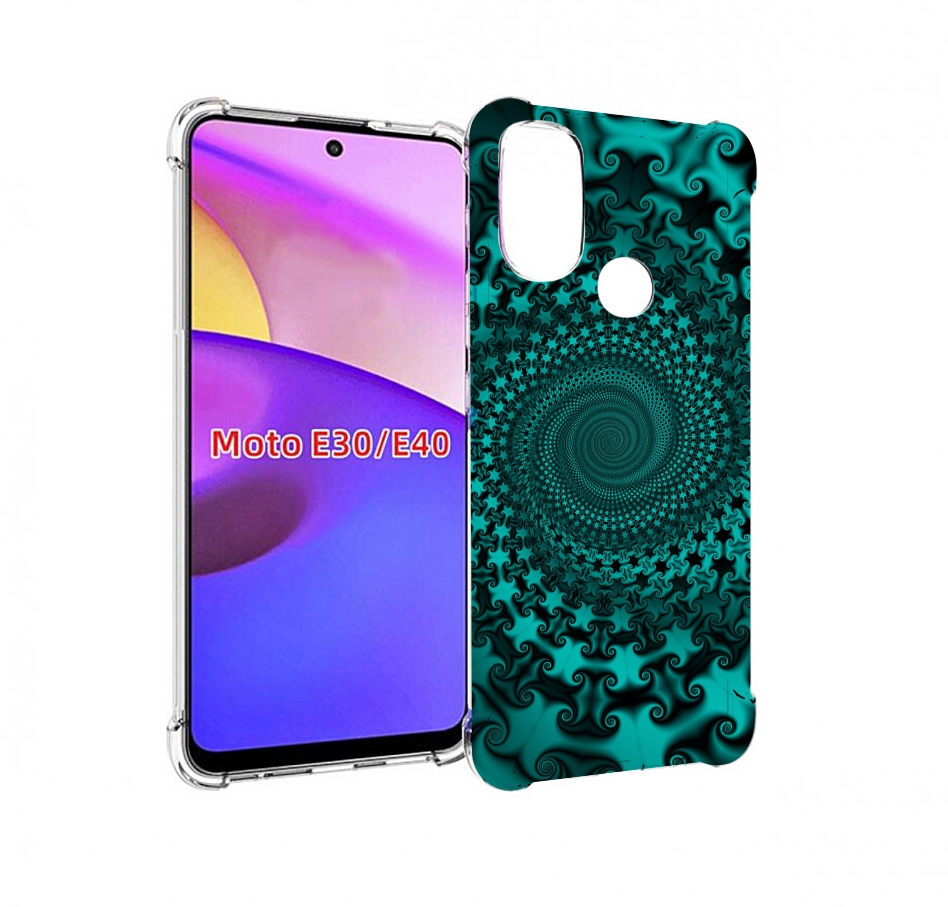 

Чехол бампер MyPads зеленый-гипноз для Motorola Moto E30., Прозрачный, Tocco