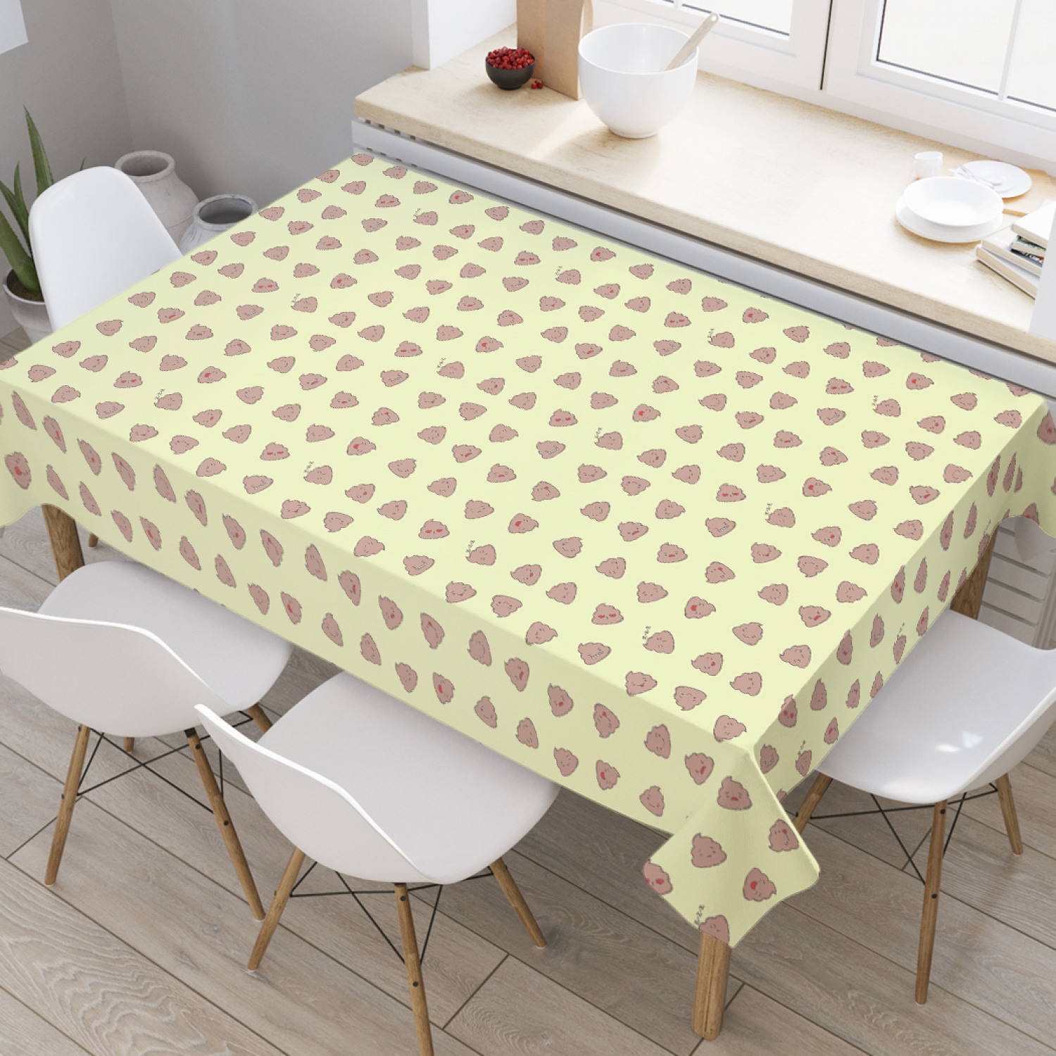 

Скатерть прямоугольная на кухонный стол JoyArty "Векторные какашки" из оксфорда, 120x145см, Желтый, Векторные какашки