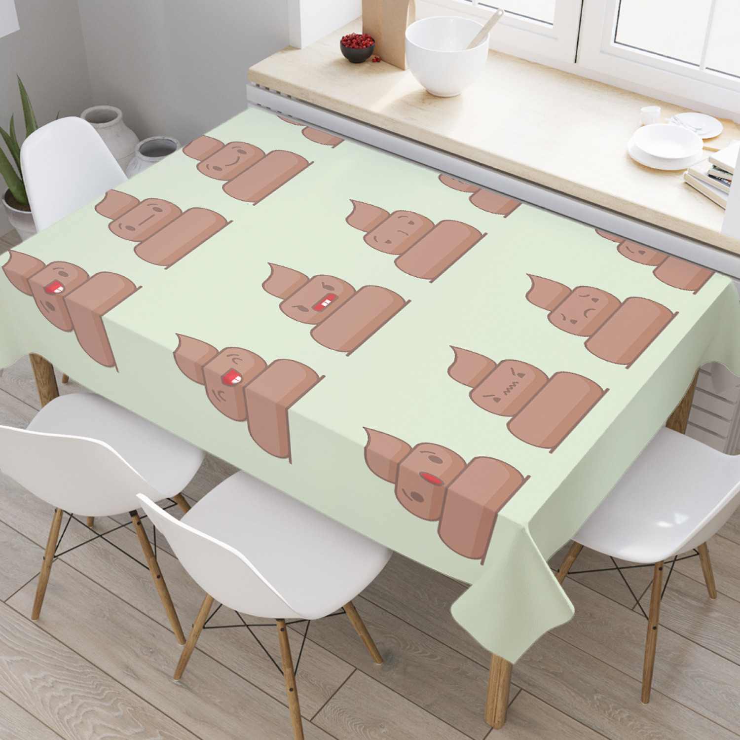 

Скатерть прямоугольная на кухонный стол JoyArty "Смайлики-какашки" из оксфорда, 120x145 см, Бежевый, Смайлики-какашки