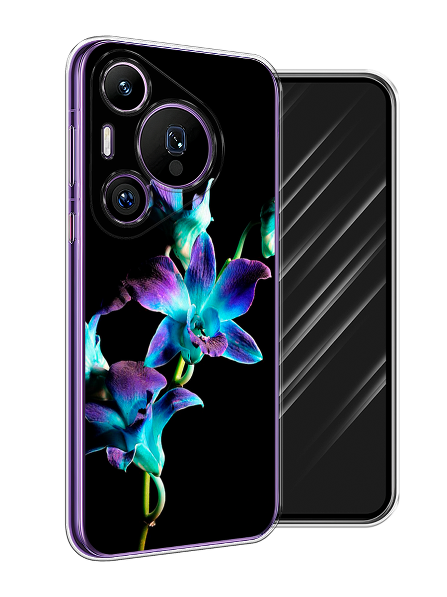 

Чехол Awog на Huawei Pura 70 Pro/70 Pro Plus "Синий цветок на черном", Черный;голубой;синий, 6124150-1