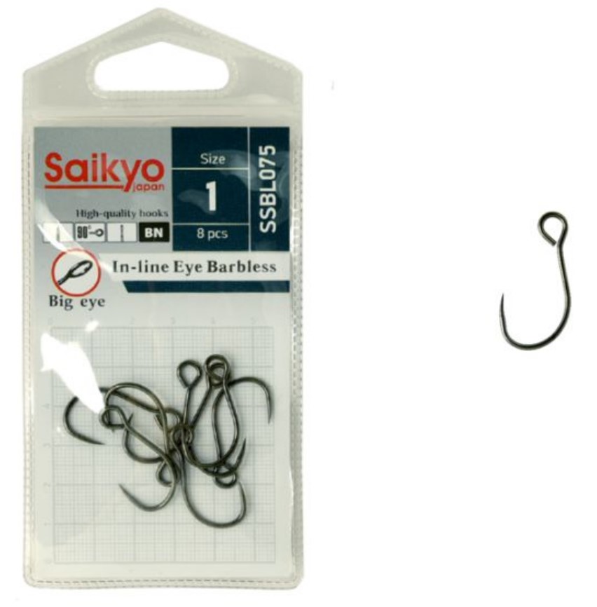 Крючки Saikyo SSBL075-BN IN-LINE EYE BARBLESS №4 (1 упк. по 10 шт.)