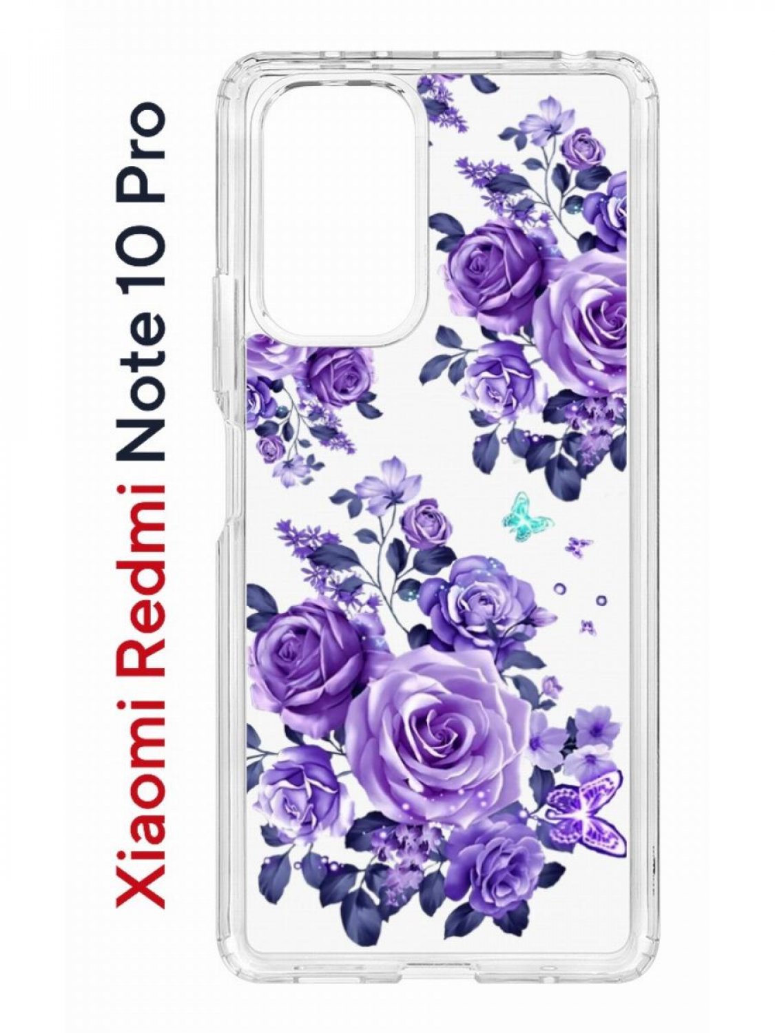 фото Чехол на xiaomi redmi note 10 pro kruche print roses,противоударный бампер с принтом кruче