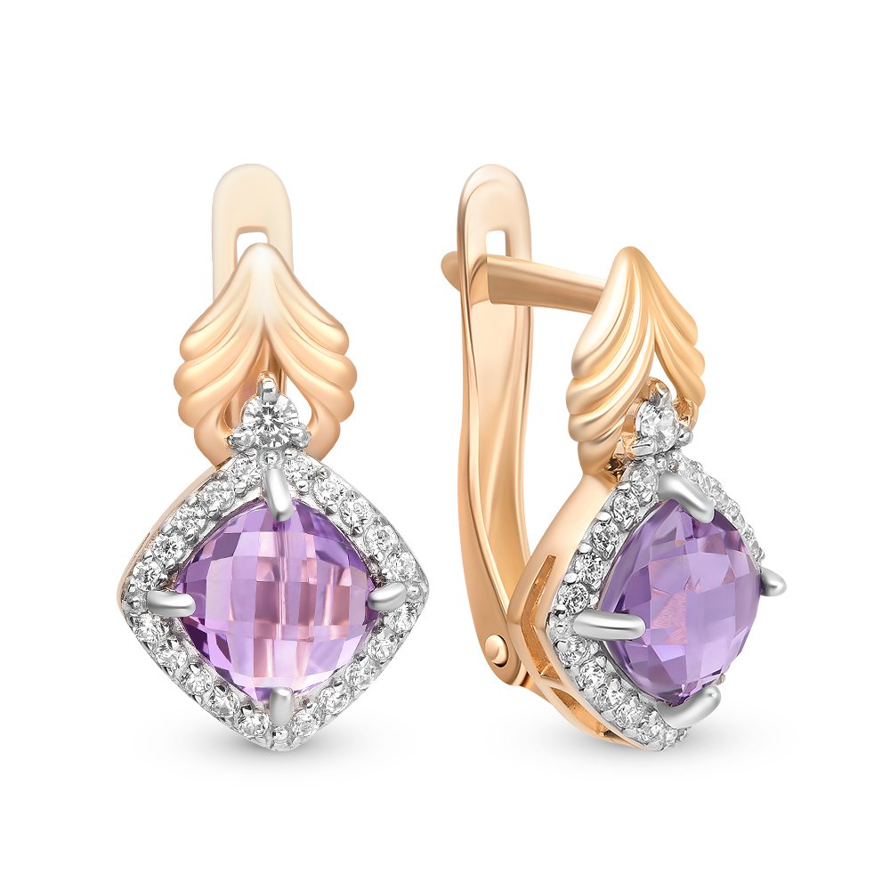 

Серьги из красного золота с аметистом, фианитом 585Gold 202006993, 202006993