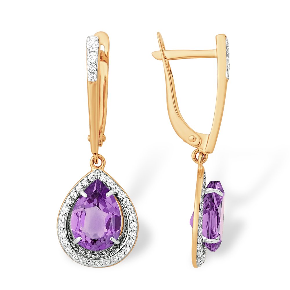 

Серьги из красного золота с аметистом, фианитом 585Gold 202006987, 202006987