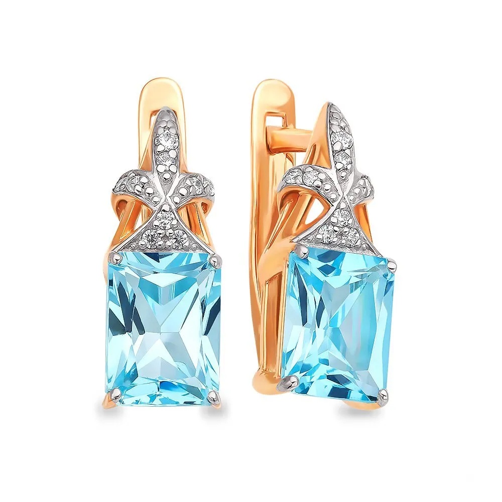 

Серьги из красного золота с аметистом, фианитом 585Gold 202007159, 202007159
