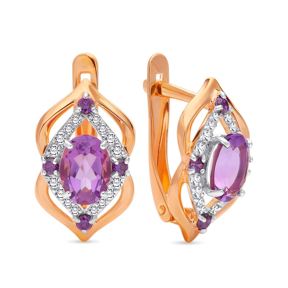 

Серьги из красного золота с аметистом, фианитом 585Gold 202006986, 202006986