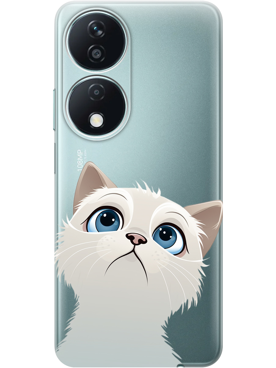

Силиконовый чехол на Honor X7b с принтом "Белый котик" прозрачный, Прозрачный;белый, 781972111